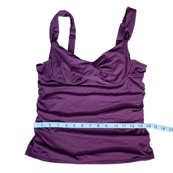 Anne Cole Plum Twisted Front Underwired Tankini Top Size 34B - Picture 8 of 10